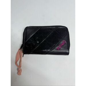 Rare Dakine Black Wallet Pink Logo Zip 6” X 4”